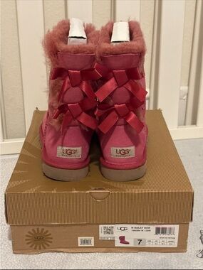 UGG Adults Bailey Bow Boot in Bright Pink with Satin Bows